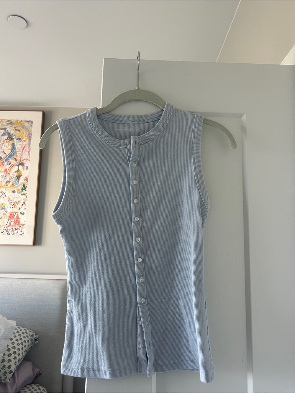 Abercrombie Light Blue Sleeveless Button Front Tank